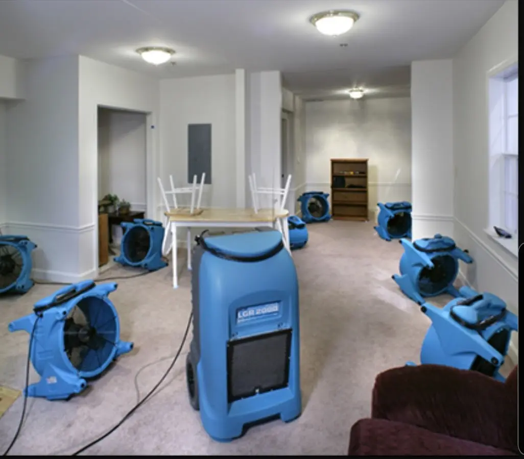 Air movers and dehumidifier setup for Water Damage Restoration in Big Spring
