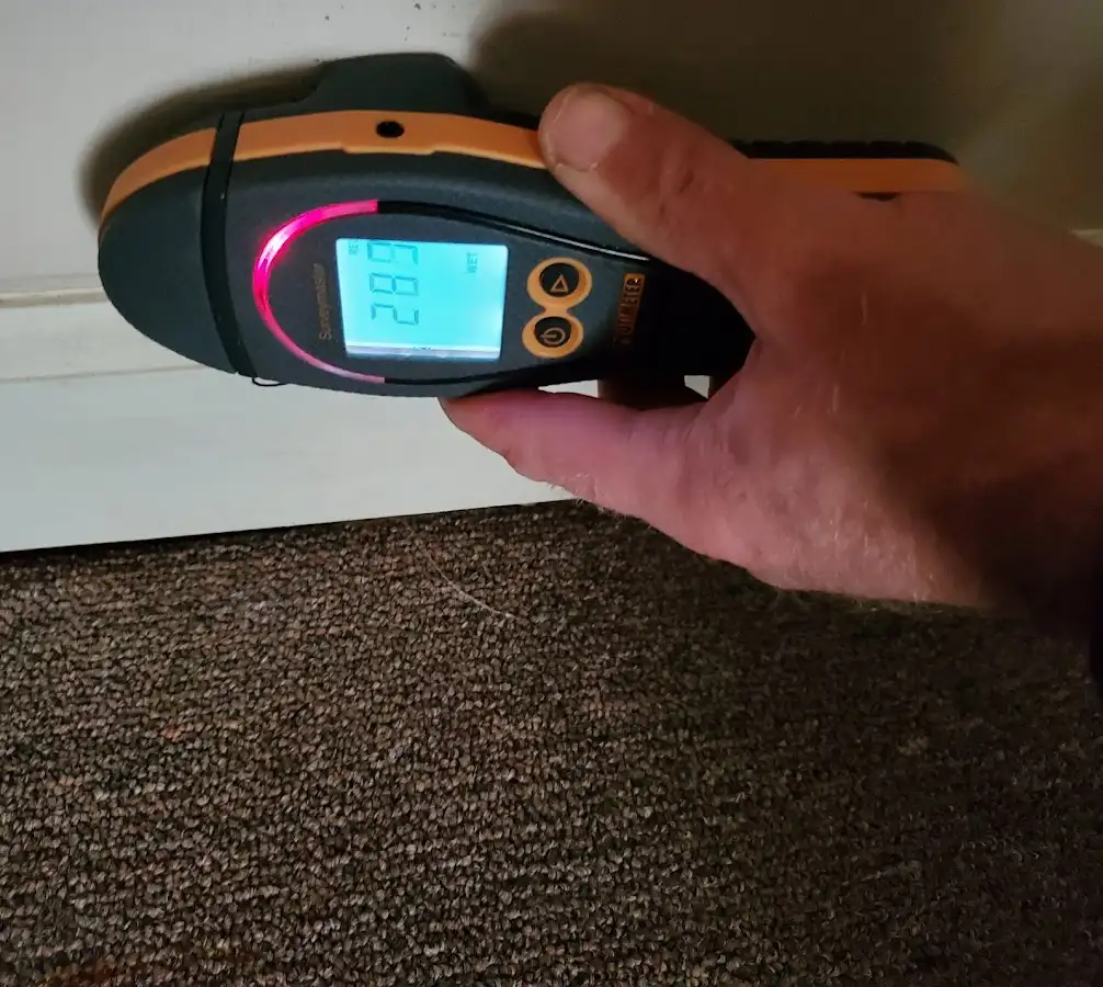 Moisture detection at baseboard during Burst Pipe Cleanup in Big Spring